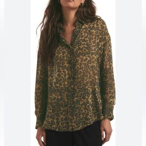 Favorite Daughter Women’s The Friday Print Green‎ Leopard Shirt SZ Medium NWT